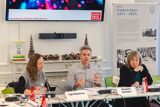 Panel avec Inga Sabanova, Benjamin Schreiber et Adrienne Woltersdorf, credits : FES Paris/Mathieu Gug