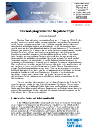 Das Wahlprogramm von Ségolène Royal