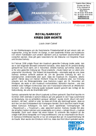 Royal/Sarkozy - Krieg der Worte