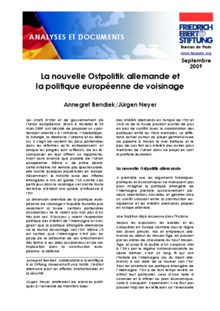 La nouvelle Ostpolitik allemande et la politique européenne de voisinage