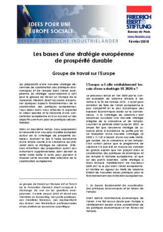 Les bases d'une stratégie européenne de prospérité durable