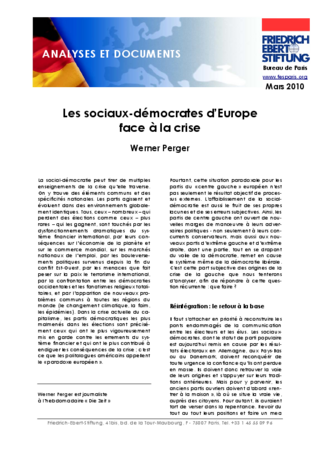 Les sociaux-démocrates d'Europe face à la crise